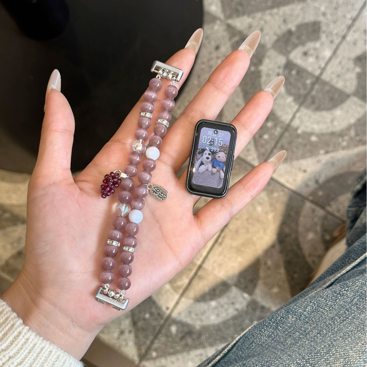 For Huawei bracelet 7/8/9nfc wristband summer new grape purple bam elastic bracelet original high-end