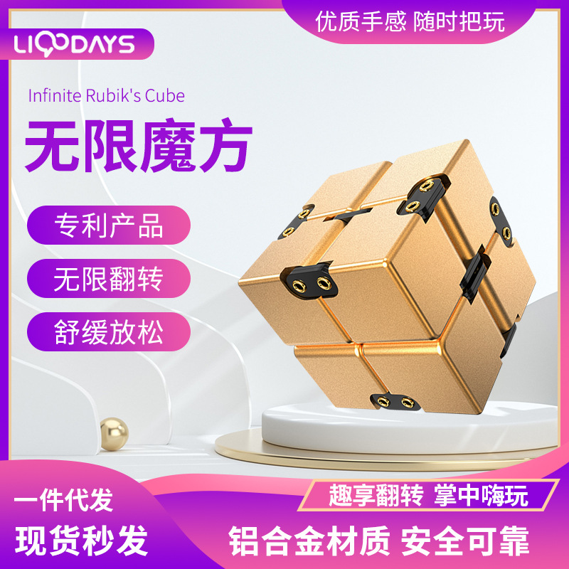 Picture of Cross-border Aluminum Alloy Infinite Rubik's Cube Decompression Artifact Fingertip Gyro Toy Shake Decompression Flip Pocket Square