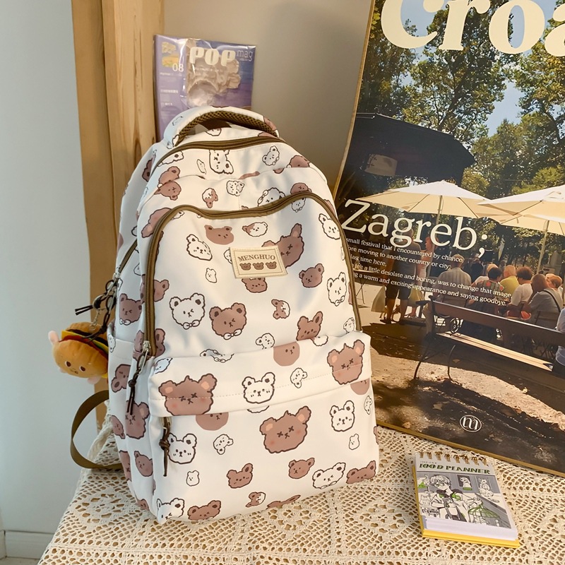 Picture of Japanese Style Fresh Style Distinctive Graffiti Junior High School Schoolbag Women's Large Capacity Casual Strawberry Bear Printed Backpack