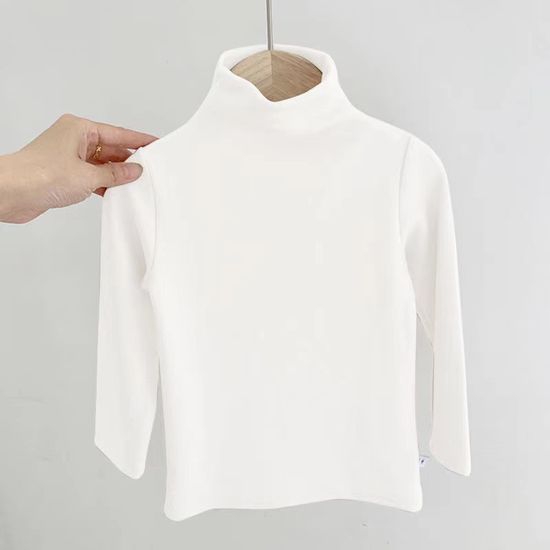 Picture of Boys and Girls Half Turtleneck German Velvet Bottoming Shirt Autumn and Winter Inner Wear Children's Medium High Collar Plus Velvet All-In-One Velvet Top Wholesale