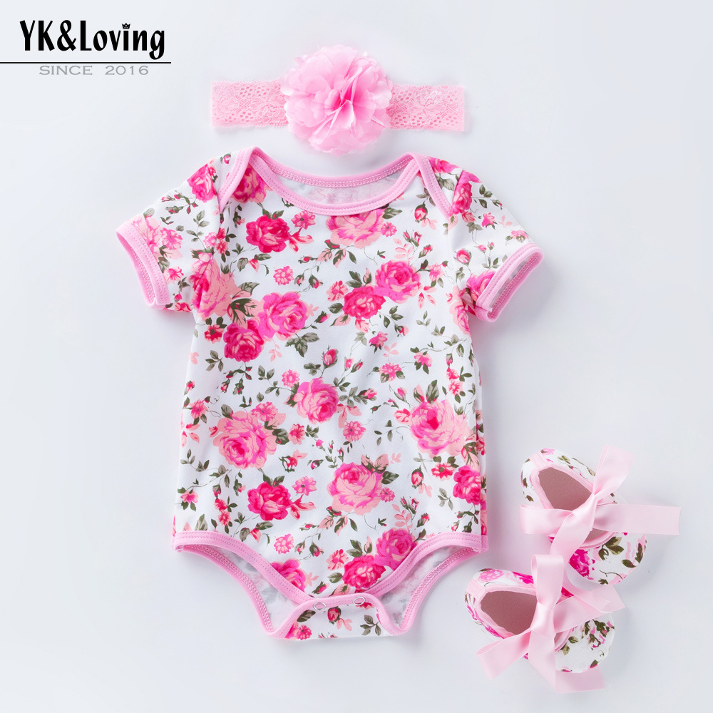 Picture of Factory Direct Sales Baby Jumpsuit Summer Baby Short-Sleeved Harem Shoes Rose Leopard Print Romper Suit