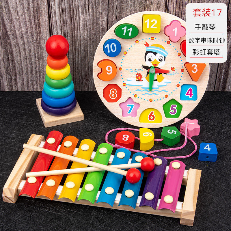 Picture of Percussion Musical Instruments Infants 0-1-2 Years Old Music Enlightenment Wooden Eight-tone Accordion Educational Music Toys