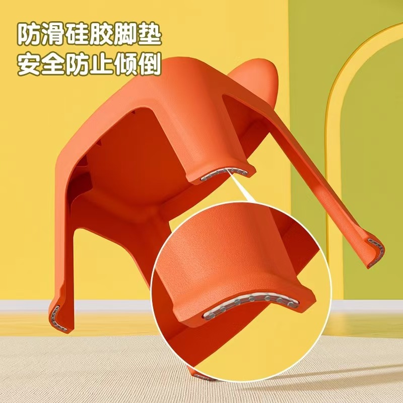 Picture of Thickened Simple Round Plastic Reliable Back Stool Adult Stool Home Living Room Bench Kids Seat Bath Non-Slip