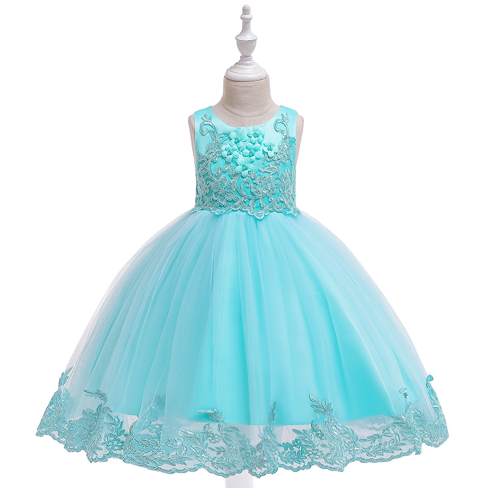 Picture of 2025 Amazon European and American Embroidered Flower Girl Wedding Dress Princess Dress Puffy Dress Catwalk Performance Big Children's Dress