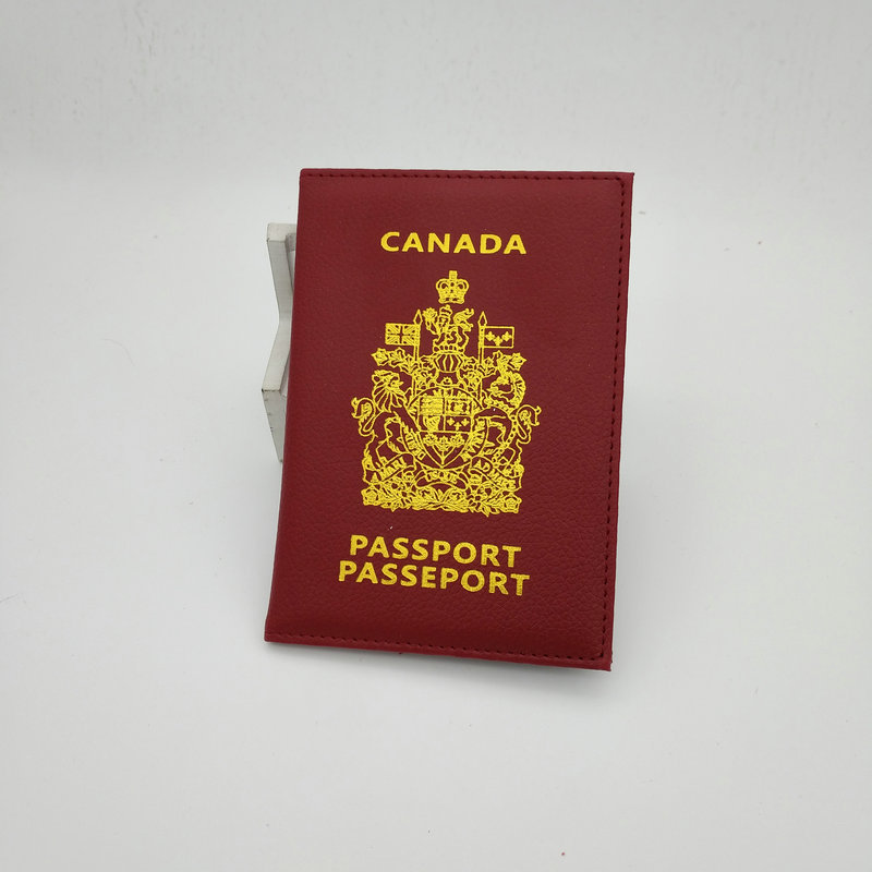 Picture of PU material open two-fold Canadian passport holder multi-color optional ID passport leather protective cover