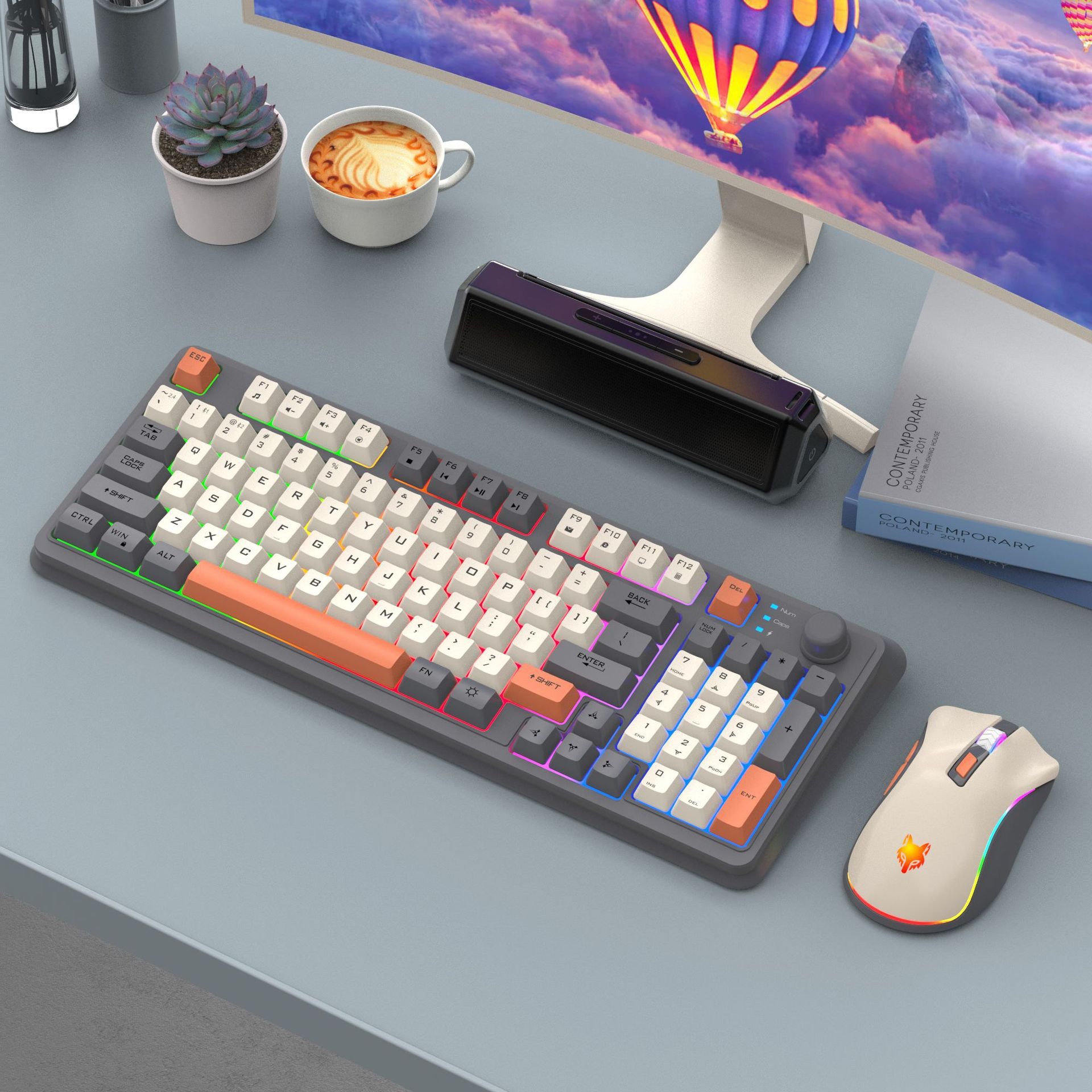 Picture of Hyun Silver Fox K94 Bluetooth Wireless Keyboard Dual Mode Mechanical Feel Computer Laptop Game Office Charging Keyboard