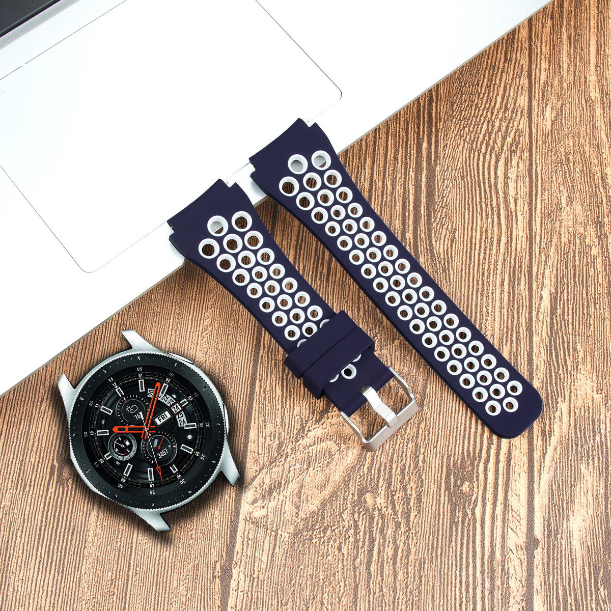 Picture of Suitable for Samsung Watch Strap Sm-R800 Official Same Watch 1St Generation 22mm Huawei Universal Two-Color Silicone Strap