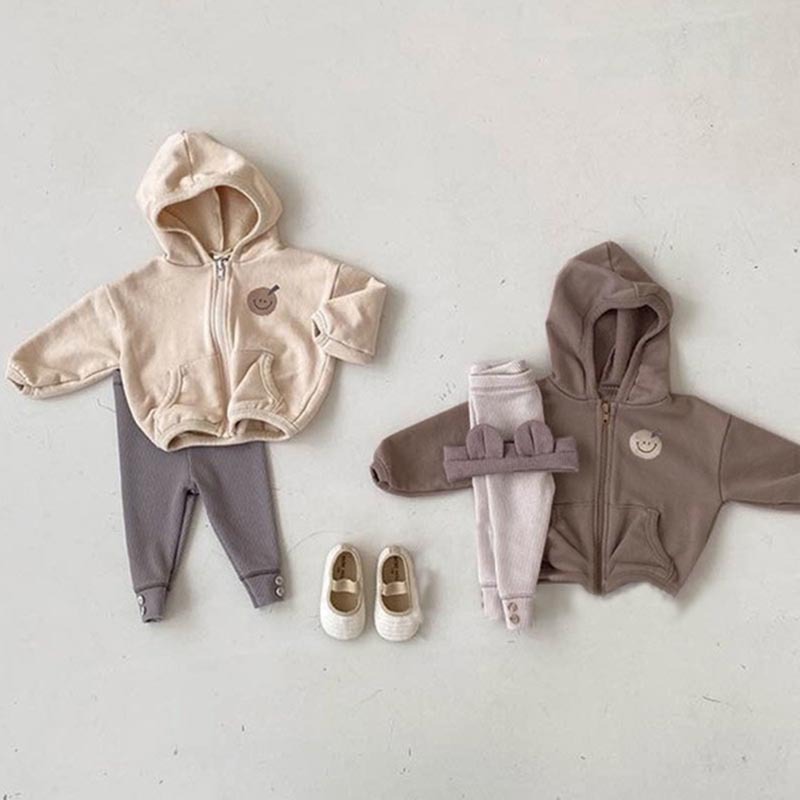 Children's Ins Korean Style Spring and Autumn New Coat Baby Boys and Girls Cute Smiley Casual Loose Trouser Coat