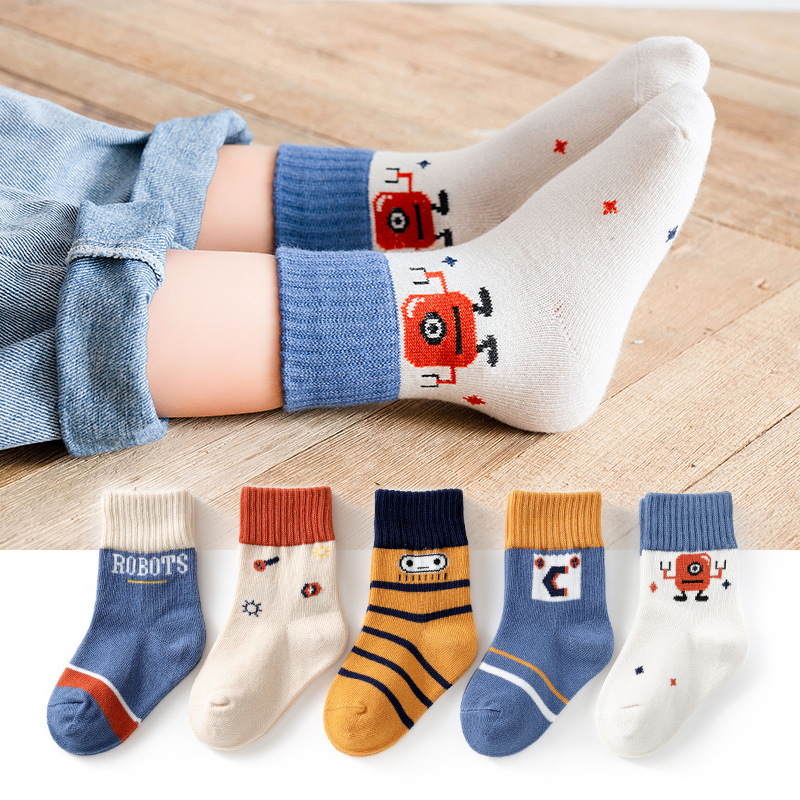 Picture of Winter polyester cotton boys' baby socks spring and autumn children's socks autumn and winter New cartoon Korean style girls' mid-calf children's socks