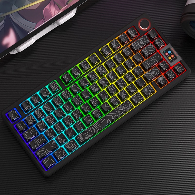 Original height contour terrain PBT thermal sublimation side engraved transparent keyboard keycap personalized creative diy customized