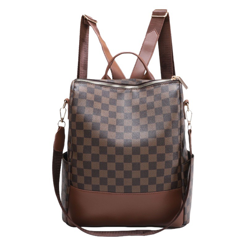High-value Plaid Anti-theft Women's Backpack 2023 New Large Capacity Three-use Backpack Women's All-match Lightweight Bag