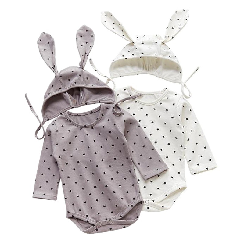 2025 Spring and Autumn Korean Style Baby Jumpsuit Western Style Long Sleeve Polka Dot Male and Female Baby Coverall Outing Clothes with Hood