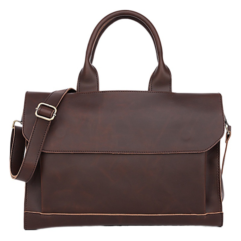 Retro New Men's Handbag Korean Men's Bag Crazy Horse Leather Shoulder Crossbody Business Computer Briefcase Manufacturers