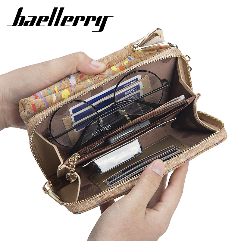 Picture of baellerry ladies wallet vertical wood grain mobile phone bag multi card wallet chain shoulder messenger bag wholesale