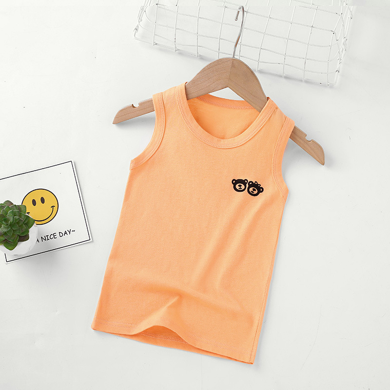 Picture of Summer Children's loose casual I-shaped round neck vest boys and girls solid color cotton vest sleeveless undershirt bottoming top