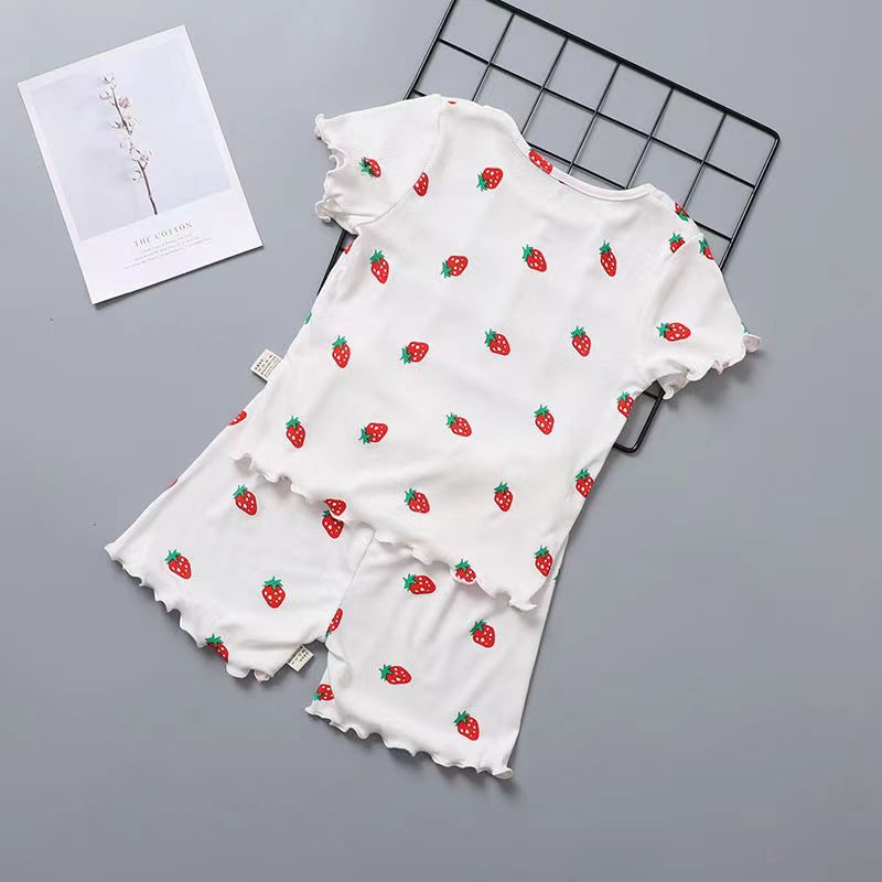 Picture of Ice Silk Summer New Girls' Outer Wear Short Sleeve Floral suit Baby Summer Two-piece Korean Style Pajamas