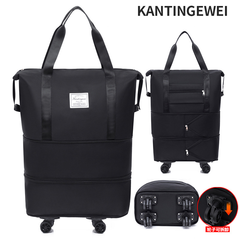 Picture of Large Capacity travel bag double-layer extended universal detachable wheel short trip cover trolley Oxford fitness anti-bag