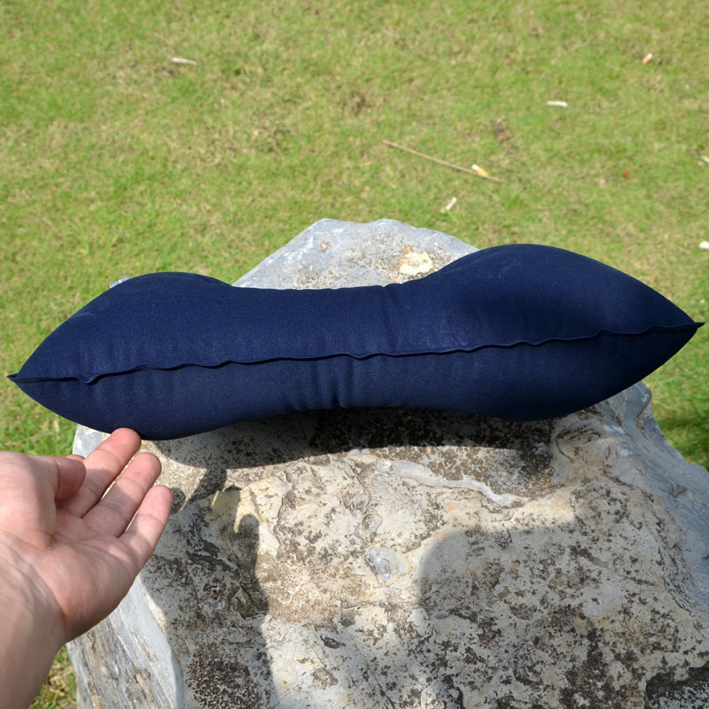 Picture of Thickened Flocked Long Travel Pillow, Portable Inflatable Pillow, Nap/Break Nap Pillow, Outdoor Pillow for Camping
