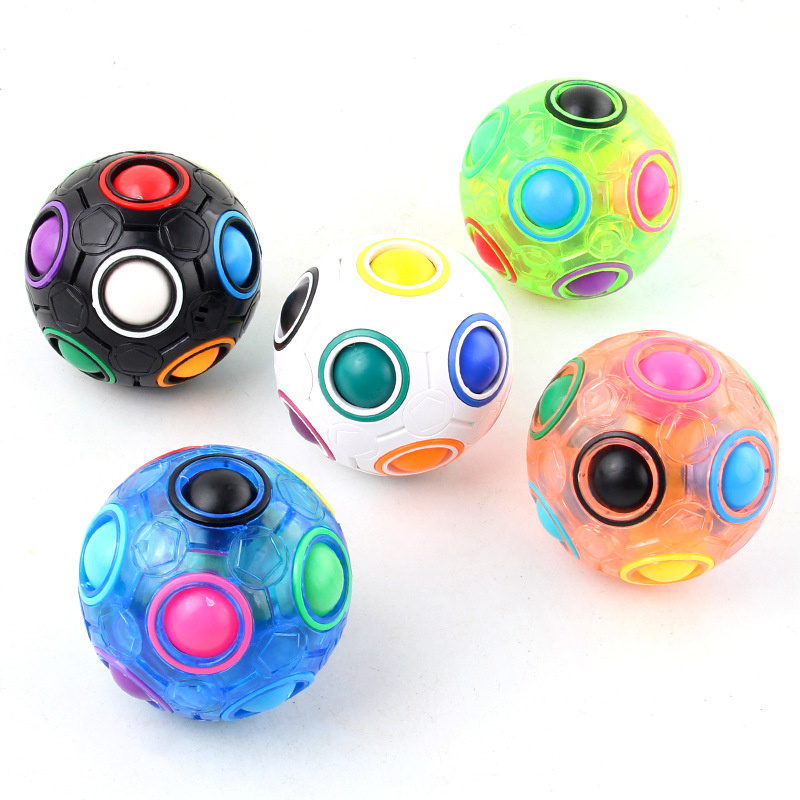 Picture of Cross-border Amazon Rainbow Ball Decompression Spinning Top Children's Educational Round Twelve-hole Mixed Color Magic Ball Toy