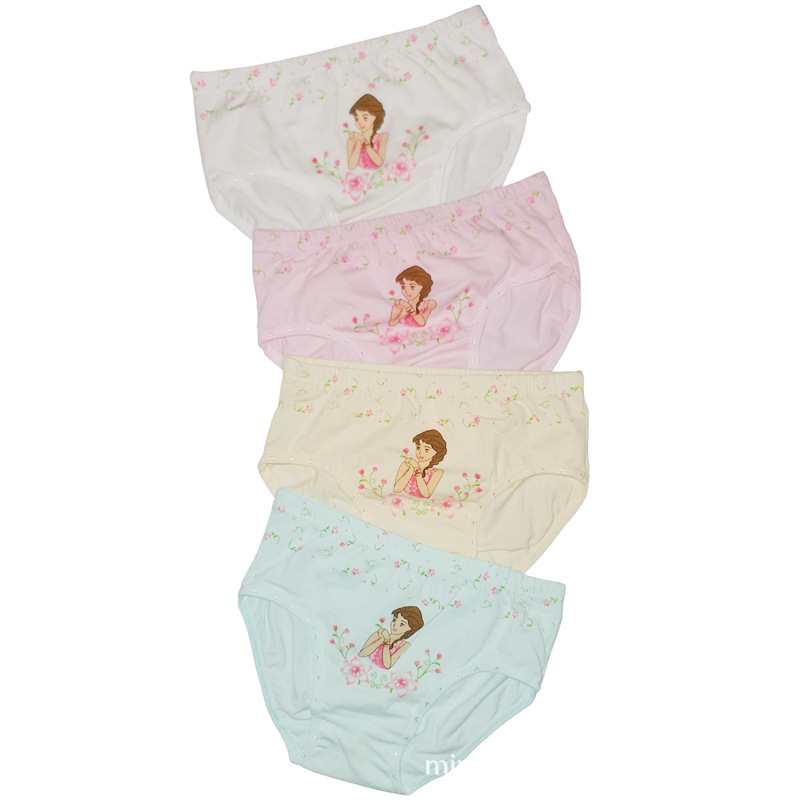 Combed Cotton Triangle Girls' Underwear Small Medium and Large Girls' Cartoon Triangle Underwear Baby Baby Girls' Class A Underwear