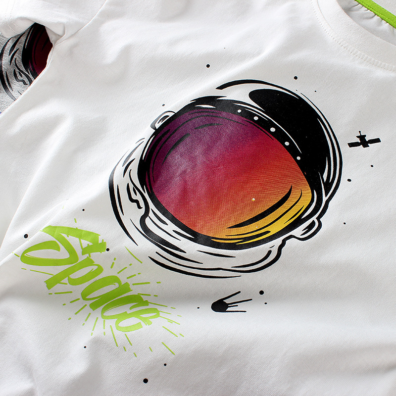 Picture of 2024 Summer Children's Wear Korean Style New Boys' Short Sleeve Mid-Big Children's Cotton Cartoon Printed Top Children's T-Shirt