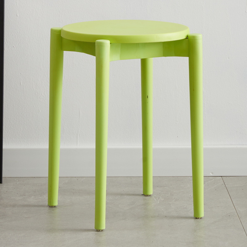 Picture of Plastic round stool home living room stackable stool modern simple color dining table and chair adult cooked plastic bench