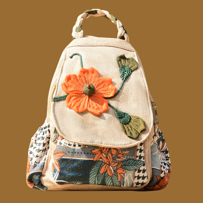 Picture of Ethnic style backpack casual backpack cloth bag one-piece delivery backpack wholesale special scenic spot bag cloth bag for women