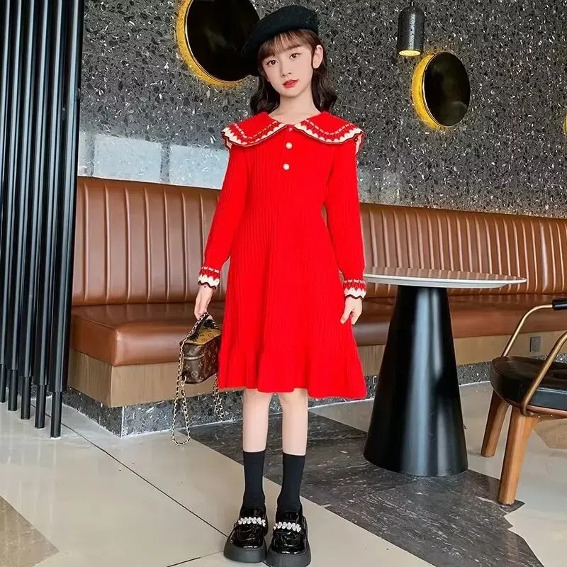 Picture of Girl's Sweater Dress Long Sleeve Autumn New Children's Western Style Princess Dress Little Girl's College Style Knitted Skirt