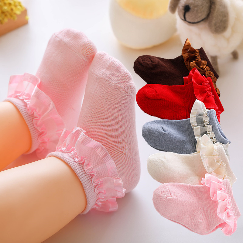 Baby socks spring and autumn children's lace socks Korean baby socks lace princess socks festive full moon socks