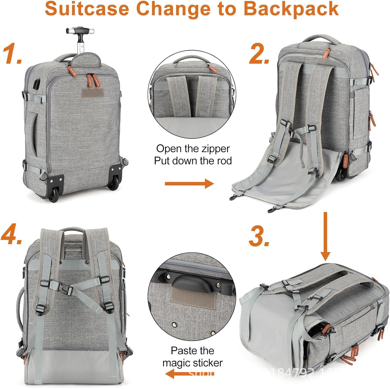 Picture of Amazon Cross-border Foreign Trade Explosions Backpack Men's Rod Bag Expandable Travel Travel Bag