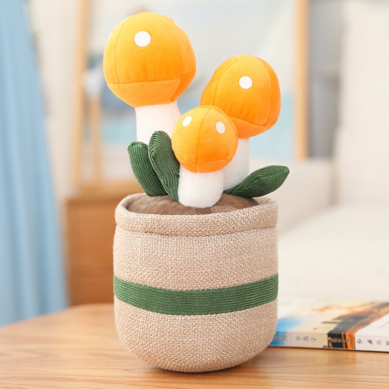 Picture of Mushroom Fleshy Tulip Green Plant Potted Plant Ornaments Cloth Doll Amazon Plush Toy Doll Cross Border Doll