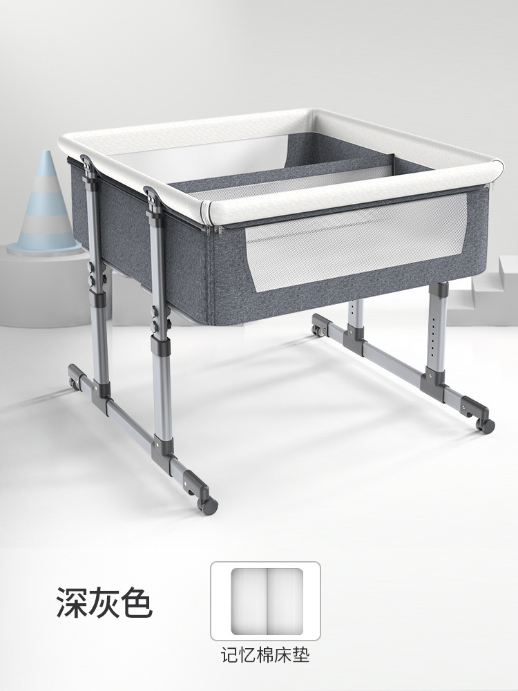 Picture of Twins Portable Movable Crib Foldable Height Adjustable Splicing Big Bed Baby Cradle Bed BB Bed