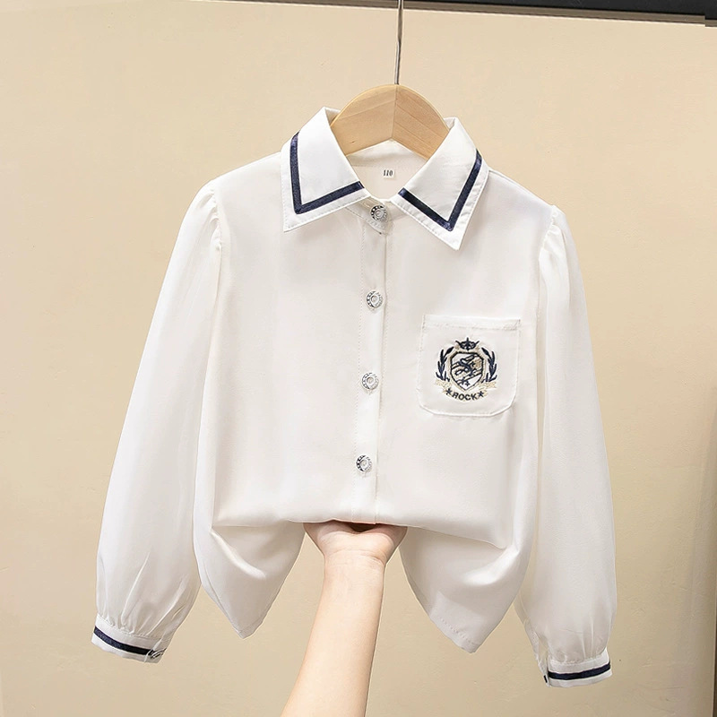 Picture of Shirt lace white girl's bottoming shirt top middle and small children's clothing student long sleeve middle and big children's inner wear overseas