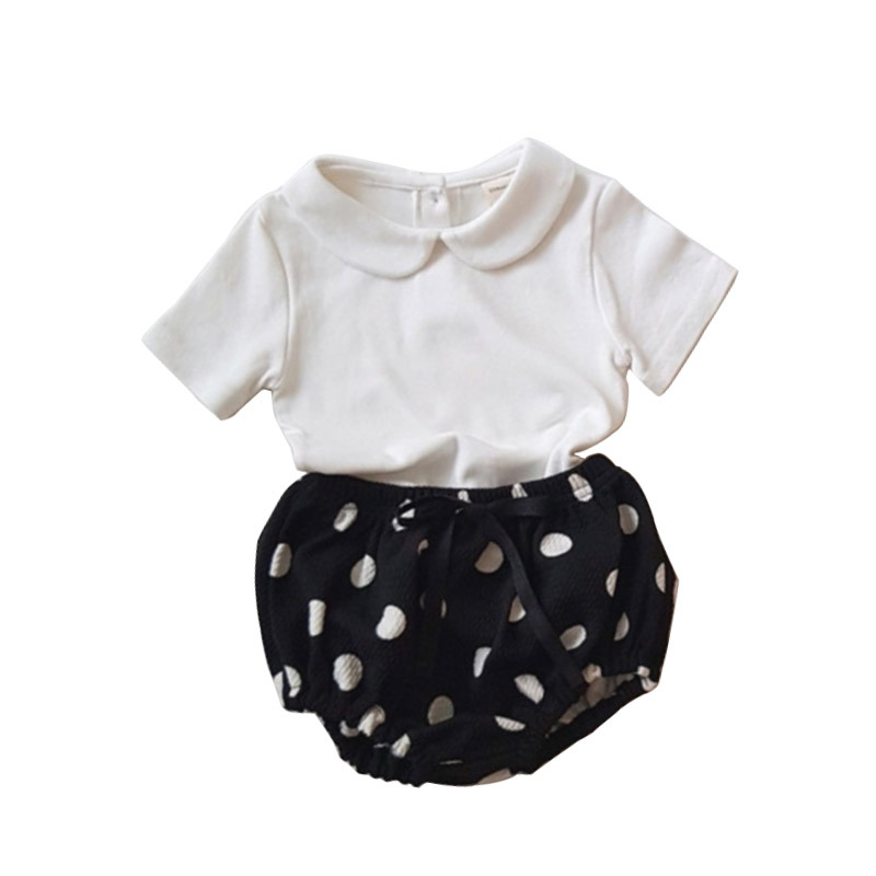 Picture of In Stock Korean Summer Boys and Girls Baby Suit Round Neck Short-sleeved T-shirt All-match Half-sleeved Pants Big Pp Bread Pants Children's Set
