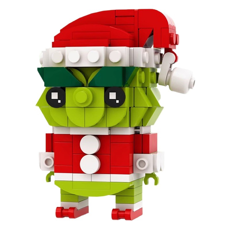 MOC compatible with Lego building blocks suit green fur monster Grinch square head diy assembled toys educational gift ornaments