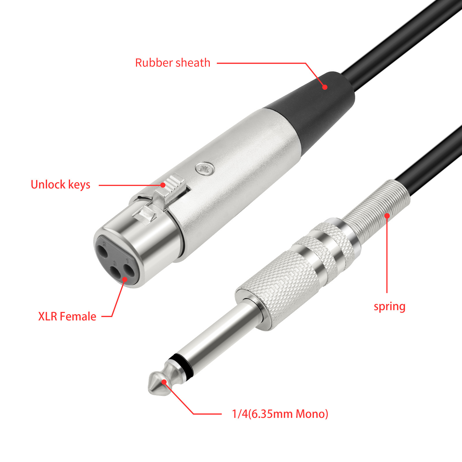 Picture of Single Channel 6.35mm Male to Three-Core Xlr Female 1/4 Ts to Xlr Female Mixer Microphone Cable