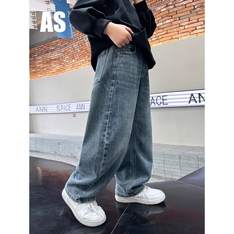 Picture of Boys' Spring and Autumn Straight Tube Loose Jeans 2024 New Children's Boys Spring Handsome Thin Pants