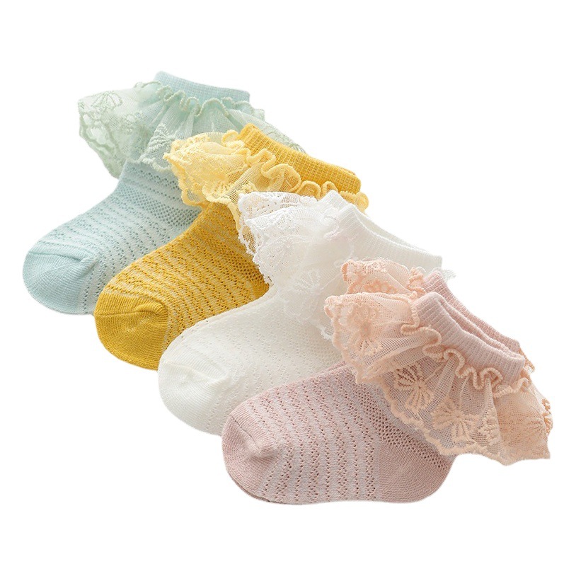 Girls lace socks summer thin 0-6-12 months baby socks children lace princess socks mesh spring and autumn