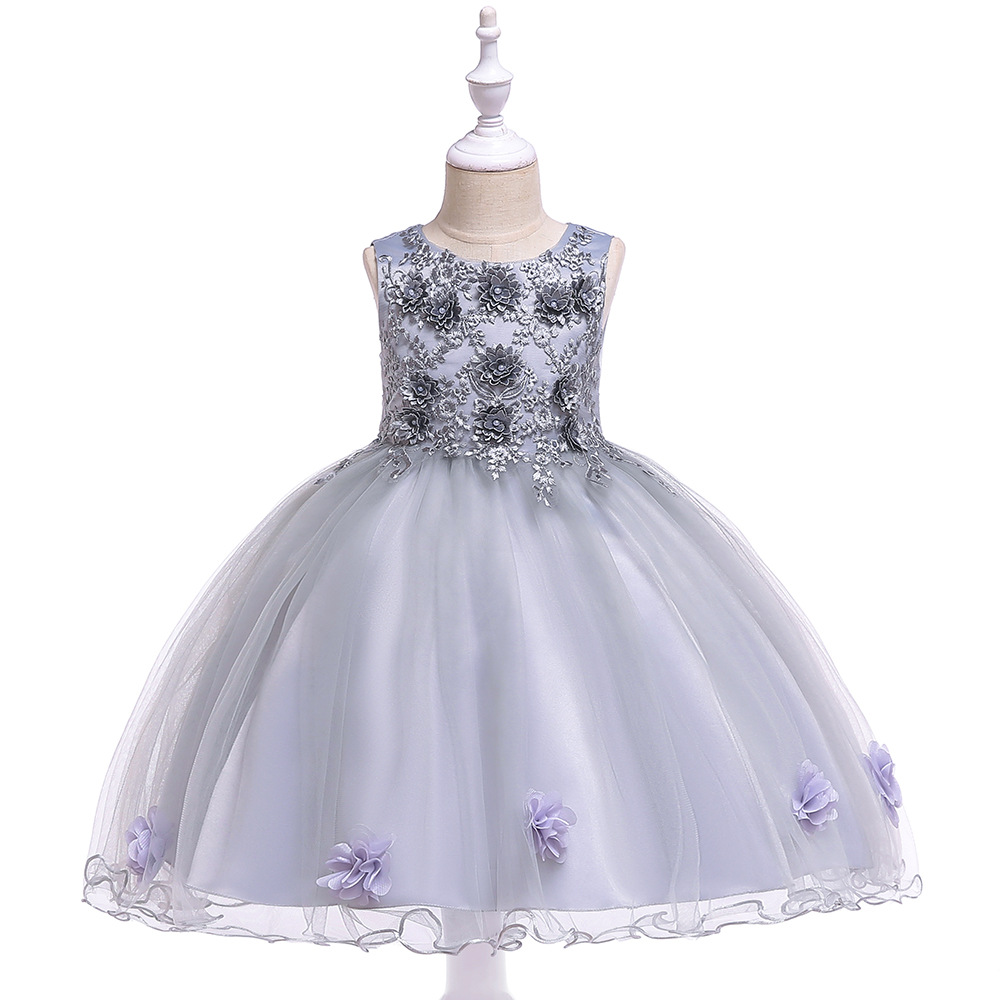 Picture of Girl's dress piano performance dress flower girl's wedding dress Princess dress children's little host pettiskirt European and American