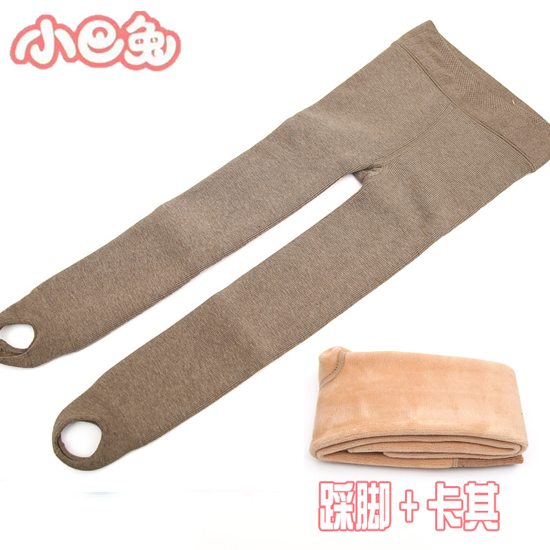Picture of Xiaoba Rabbit Winter Thickened Girl's Children's Leggings Cotton Vertical Strip Warm Foot Air-Lined Velvet One-piece Pants Divided into Socks