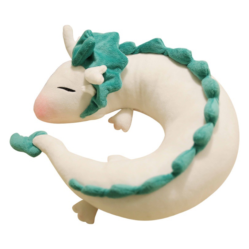 Creative Cute Plush Toy White Dragon U-Shaped Pillow Anime Peripheral White Dragon Pillow Car Neck Pillow