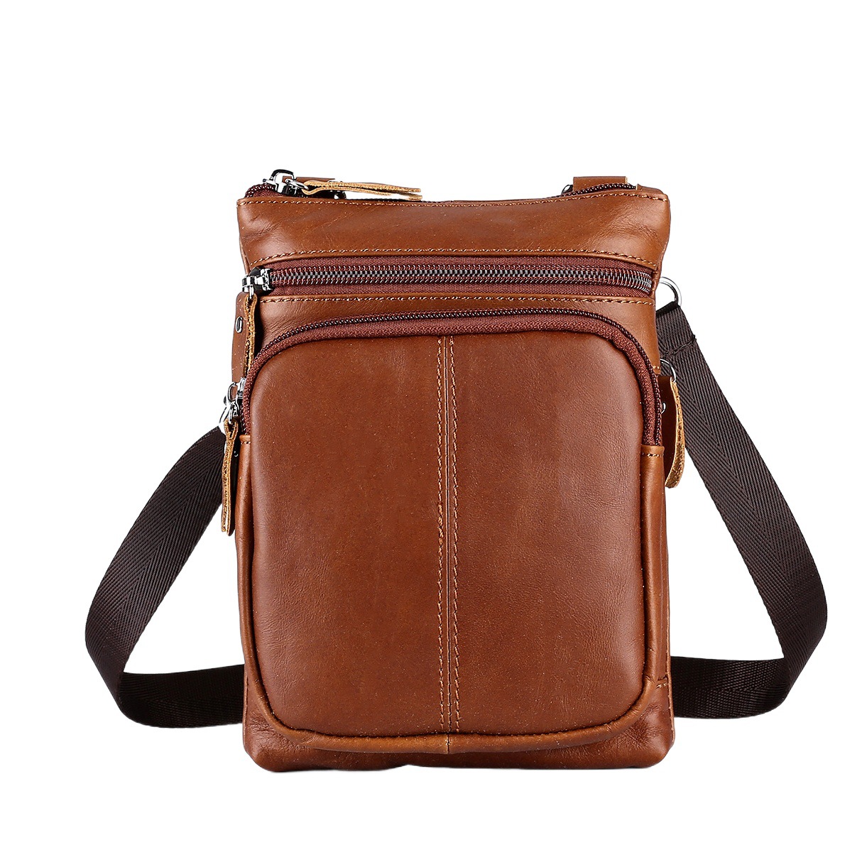Cross-border New Men's Fashion Shoulder Bag Genuine Leather Business Casual Crossbody Bag Men's Retro Large Capacity Cowhide Satchel