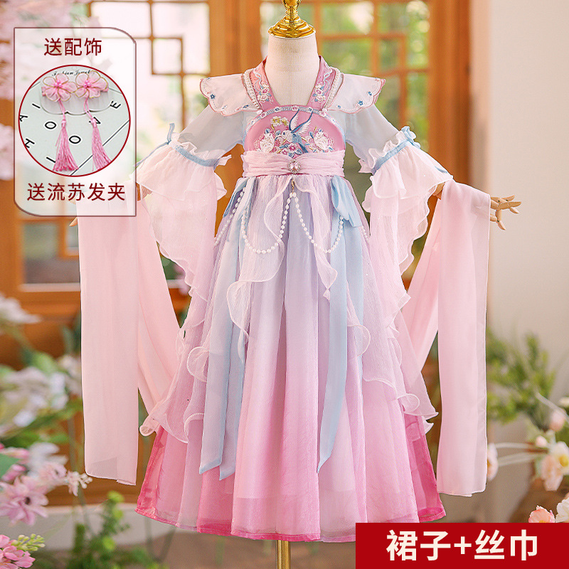 Picture of Wholesale girls Hanfu dress Chinese style ancient costume skirt 2025 new summer big children retro princess skirt