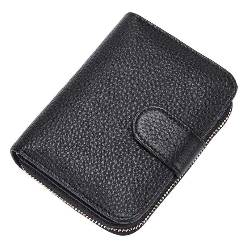 Top Layer Cowhide Driver's License Organ Card Bag Fashionable Men's and Women's Zipper Lychee Cowhide Membership Card Driver's License Wallet