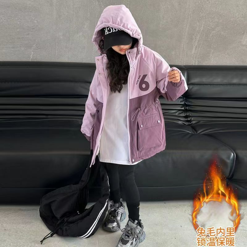 Picture of Girls' Winter Clothing Cotton-padded Coat 2024 New Western Style Children's Winter Thickened Coat Mid-length Girl's Big Boy's Charge Clothes Explosive