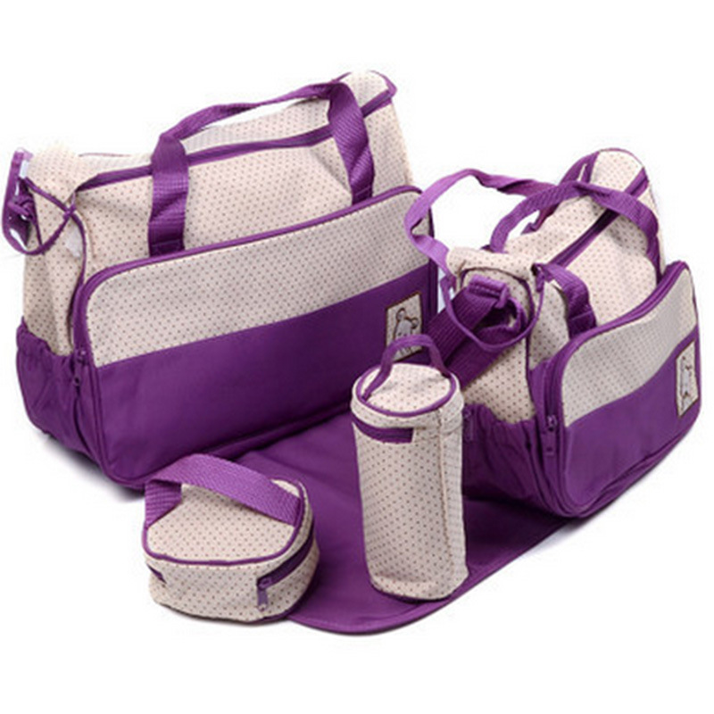 Picture of Fashionable Crossbody Waterproof Mummy Bag Five-piece Set Multi-functional Large Capacity Mother Bag Shoulder Portable Mother and Baby Bag