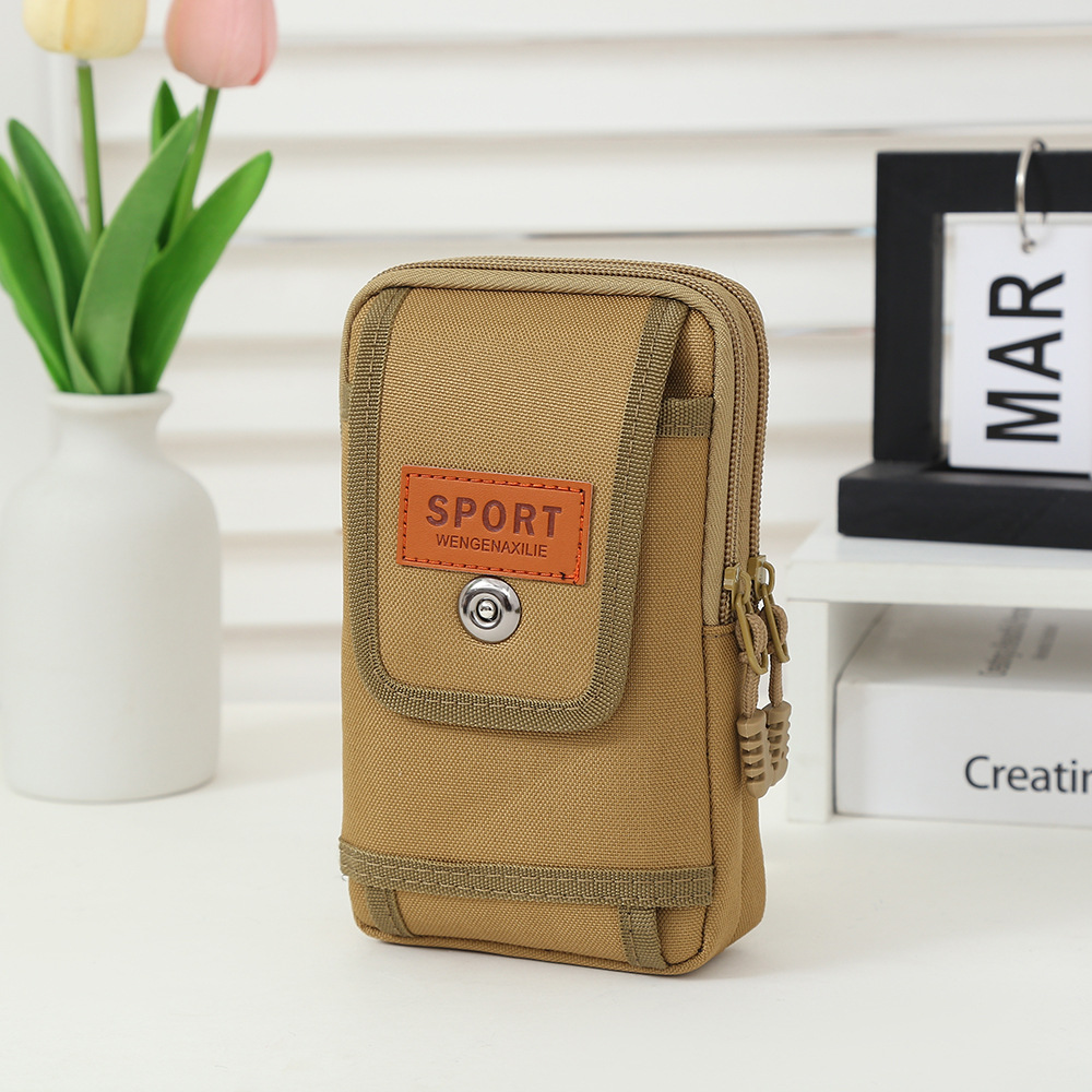 Picture of Creative Flip Canvas Waist Bag Men's Business Durable Multi-Layer Coin Purse Construction Site Work Portable Zipper Mobile Phone Bag