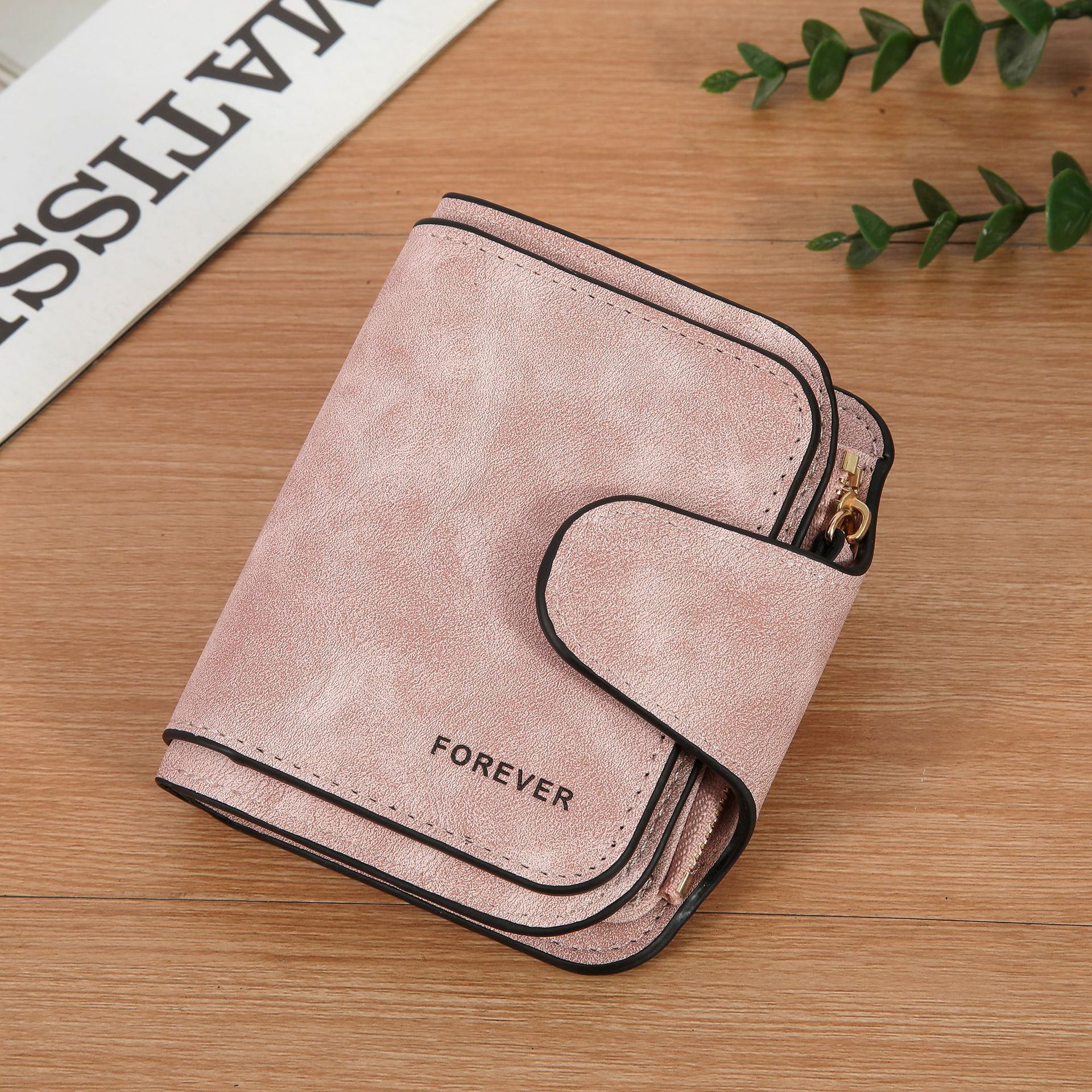 Picture of Cross-Border Retro Nubuck Leather Women's Wallet Short Multi-Card Slot Coin Purse Buckle Wallet Student Small Clutch Bag