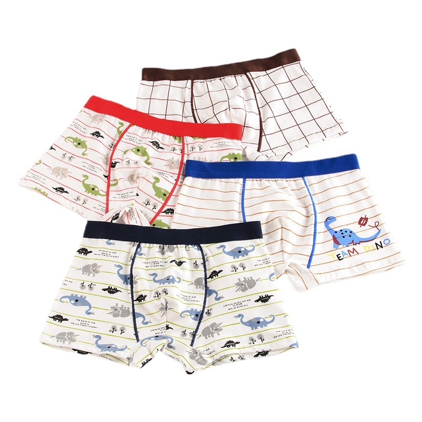 Bombe Queer Children's Underwear Boys' Fine Shuttle Cotton Boxer Underwear for Large Children and Students Boys' Boxer Underwear Shorts