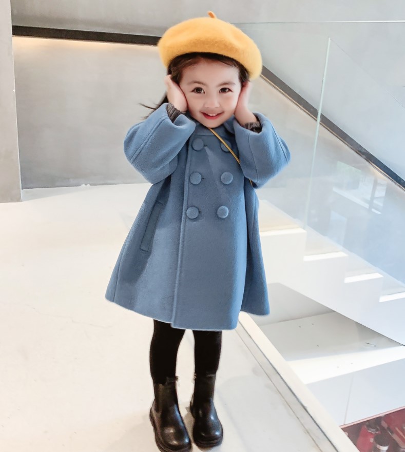Picture of Foreign Trade Girls' Outwear 2025 Winter New Product Kidsren's Quilted Thickeneded Double-Breasted Elegant Spring Woolen Outwear Kidsren's Clothing